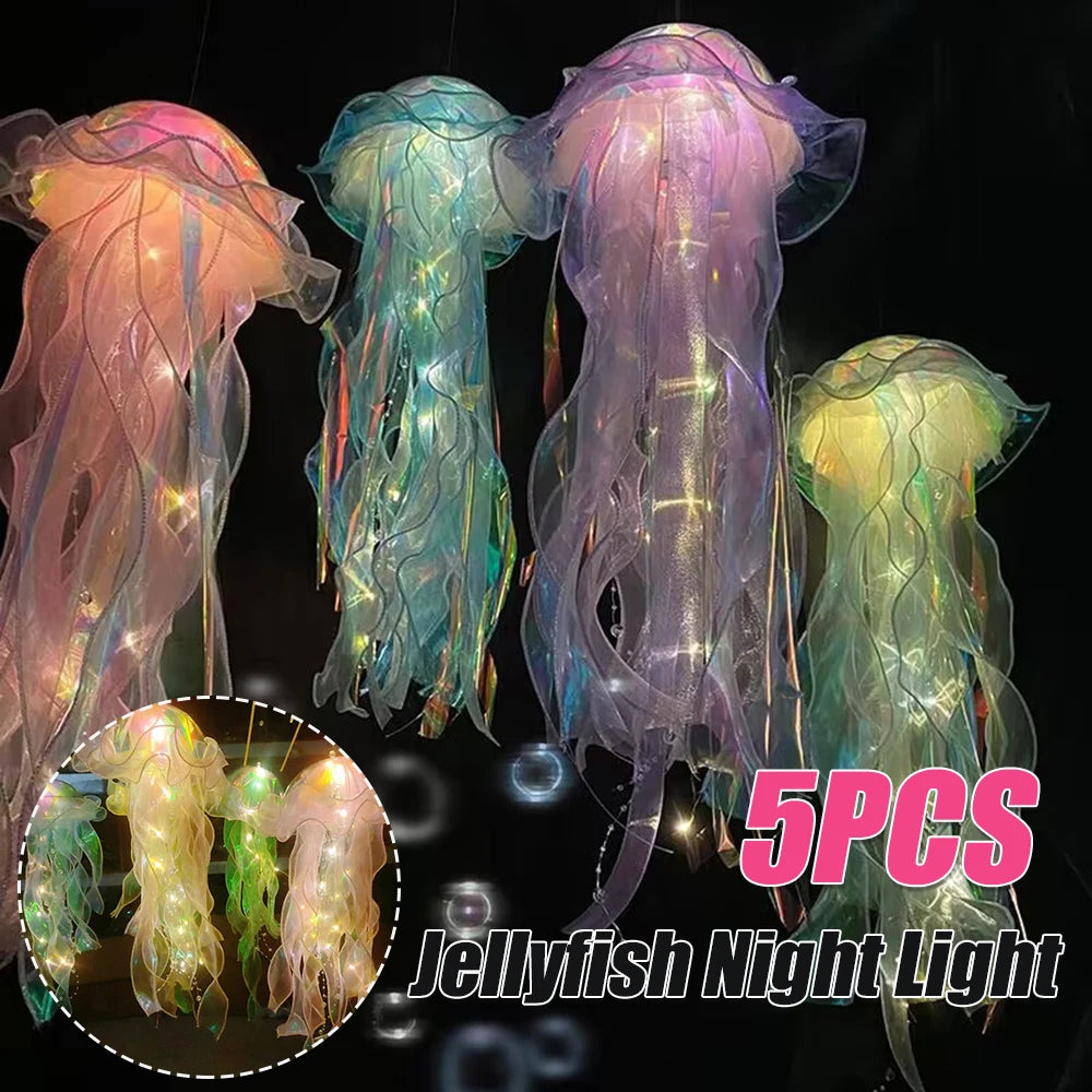 Giftđ5pcs Jellyfish Bedroom Light Lamp â Ribbon Bead Light for Childrenâs Room Decor