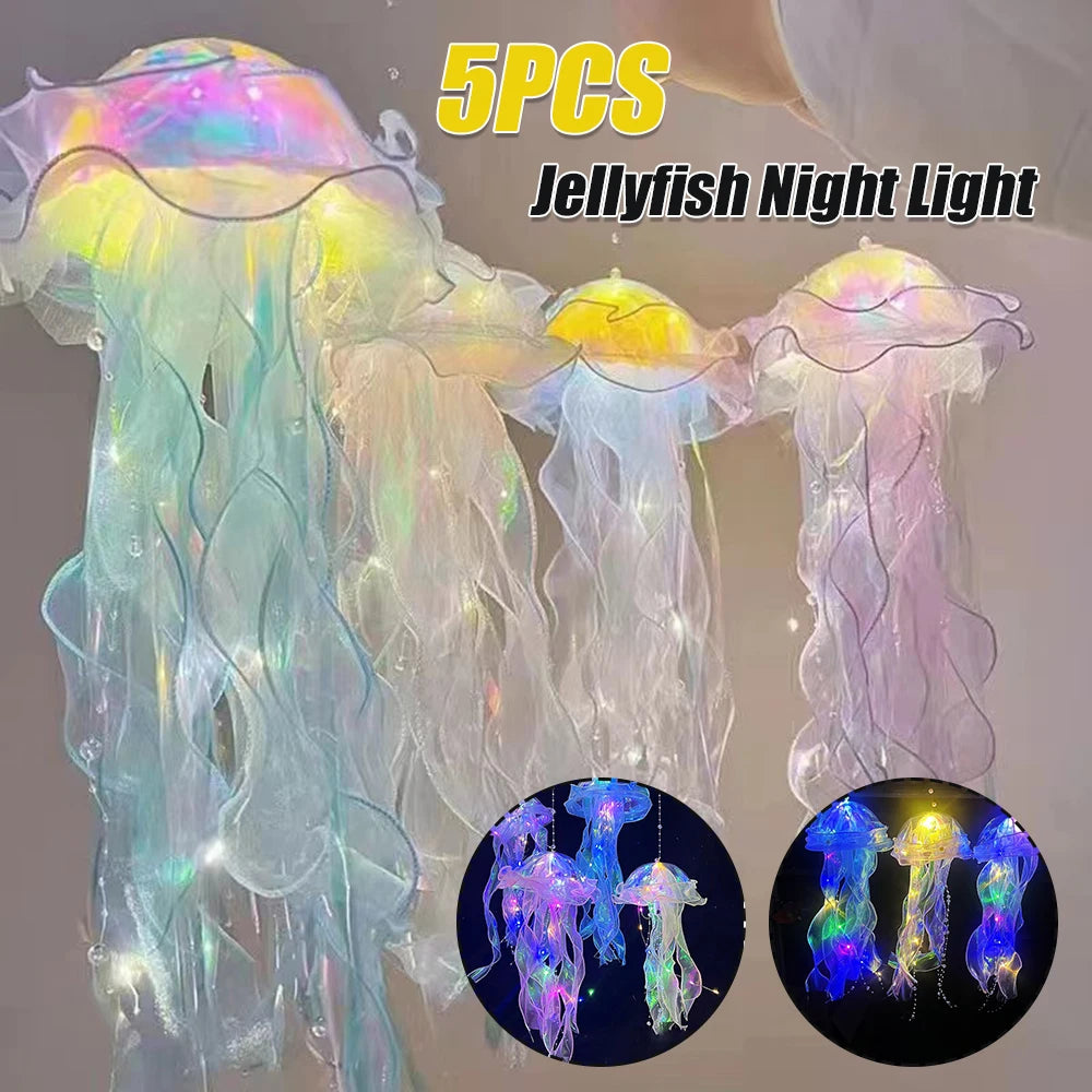 Giftđ5pcs Jellyfish Bedroom Light Lamp â Ribbon Bead Light for Childrenâs Room Decor