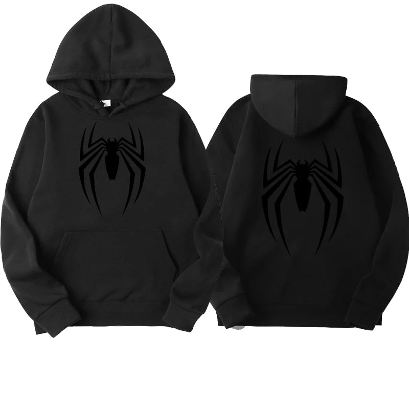 Outfits 2025 👕Men’s Hoodie with Spider Print – Street Fashion Sweatshirt, Casual Loose Fleece for Ladies & Men (2025)