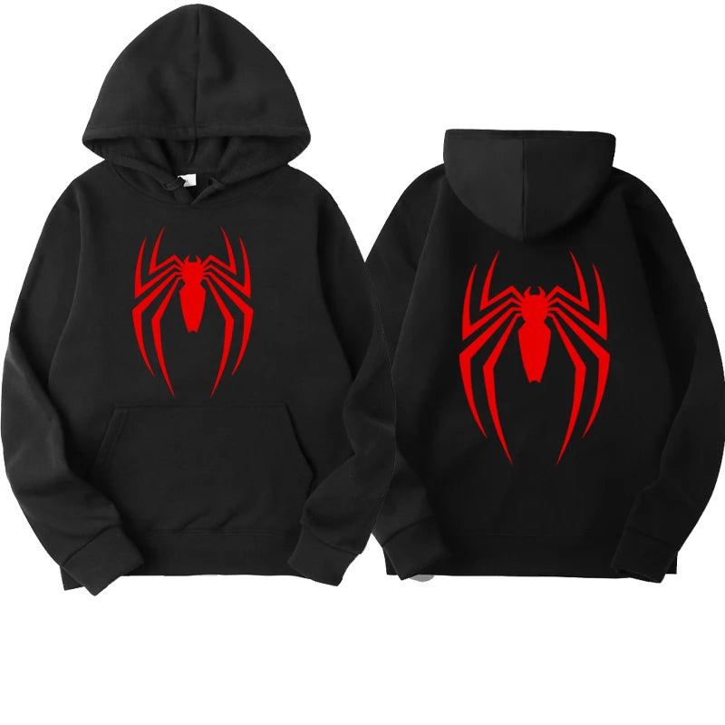 Outfits 2025 👕Men’s Hoodie with Spider Print – Street Fashion Sweatshirt, Casual Loose Fleece for Ladies & Men (2025)
