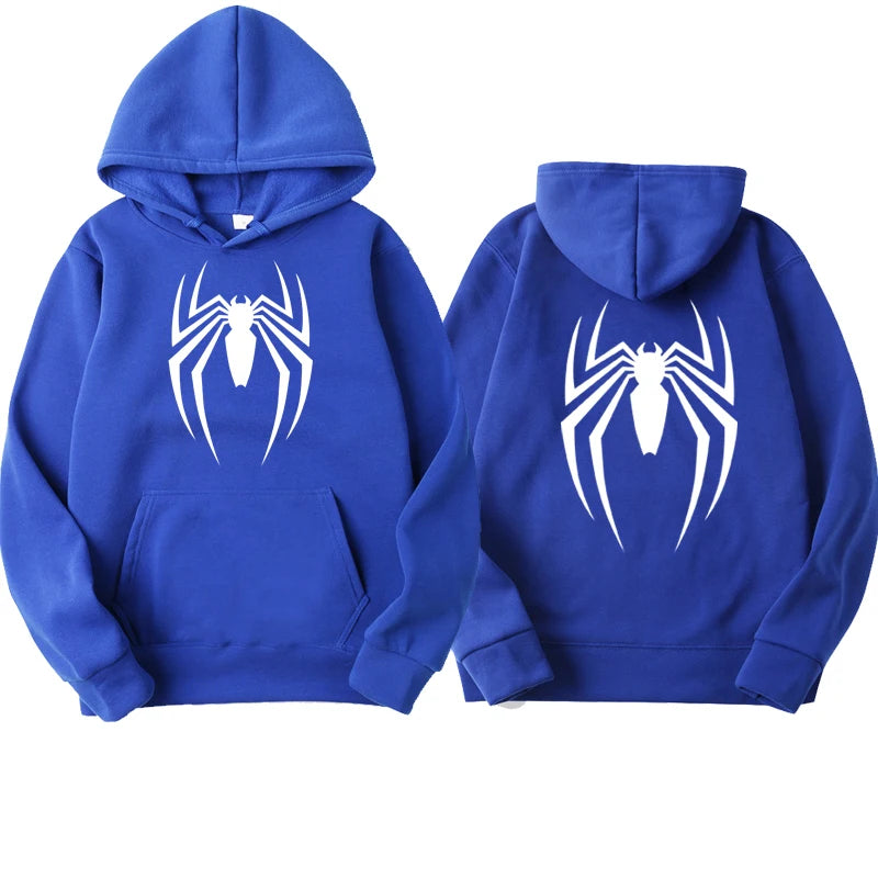 Outfits 2025 👕Men’s Hoodie with Spider Print – Street Fashion Sweatshirt, Casual Loose Fleece for Ladies & Men (2025)