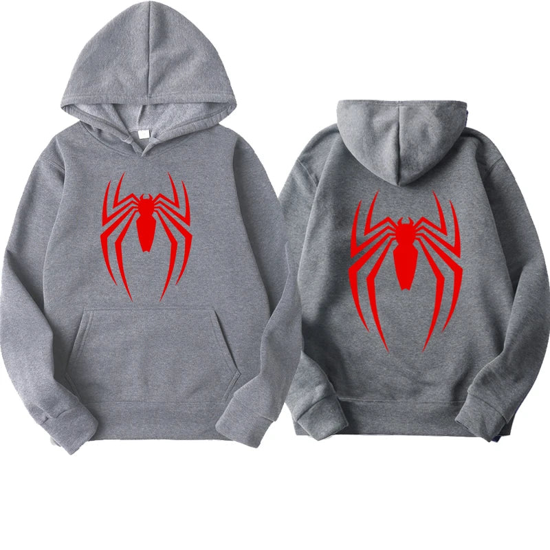 Outfits 2025 👕Men’s Hoodie with Spider Print – Street Fashion Sweatshirt, Casual Loose Fleece for Ladies & Men (2025)