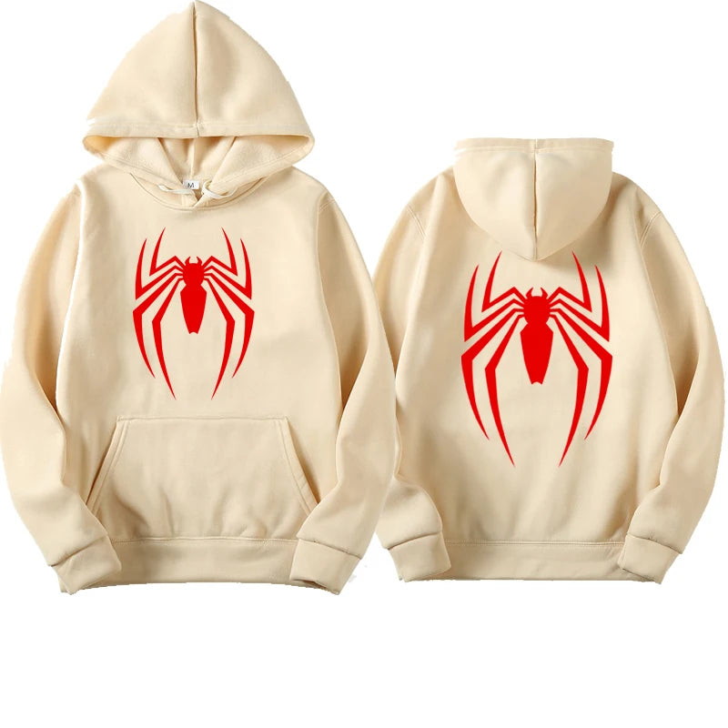 Outfits 2025 👕Men’s Hoodie with Spider Print – Street Fashion Sweatshirt, Casual Loose Fleece for Ladies & Men (2025)