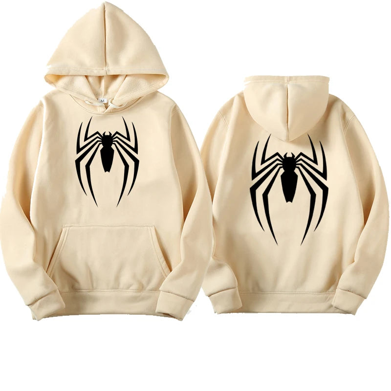 Outfits 2025 👕Men’s Hoodie with Spider Print – Street Fashion Sweatshirt, Casual Loose Fleece for Ladies & Men (2025)