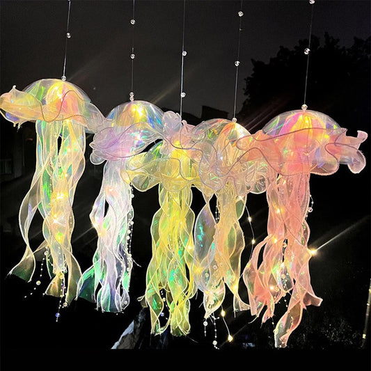 Gift🎁5pcs Jellyfish Bedroom Light Lamp – Ribbon Bead Light for Children’s Room Decor