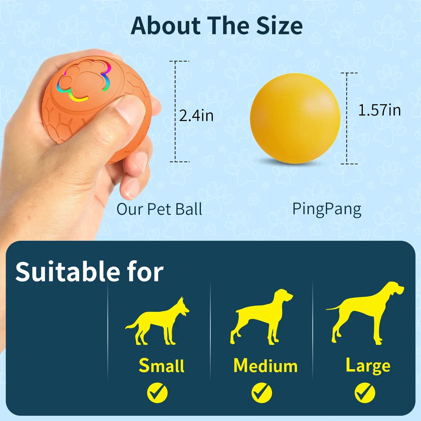 USB Smart Rolling Pet Toy Ball with RGB Lights – For Dogs & Cats