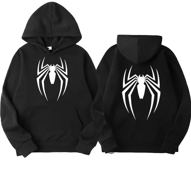 Outfits 2025 👕Men’s Hoodie with Spider Print – Street Fashion Sweatshirt, Casual Loose Fleece for Ladies & Men (2025)