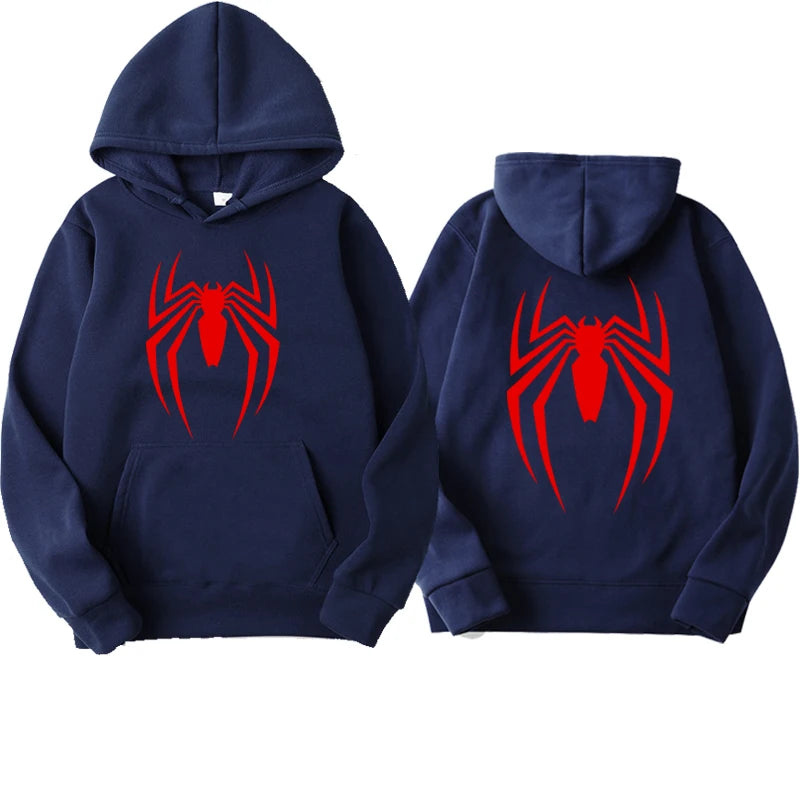 Outfits 2025 👕Men’s Hoodie with Spider Print – Street Fashion Sweatshirt, Casual Loose Fleece for Ladies & Men (2025)