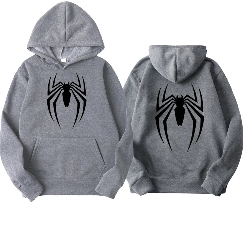 Outfits 2025 👕Men’s Hoodie with Spider Print – Street Fashion Sweatshirt, Casual Loose Fleece for Ladies & Men (2025)