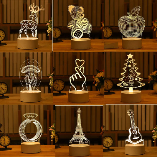 Gift🎁 3D Acrylic Lamp – Neon Sign Light, Xmas Christmas Home & Bedroom Decor, Birthday Gift