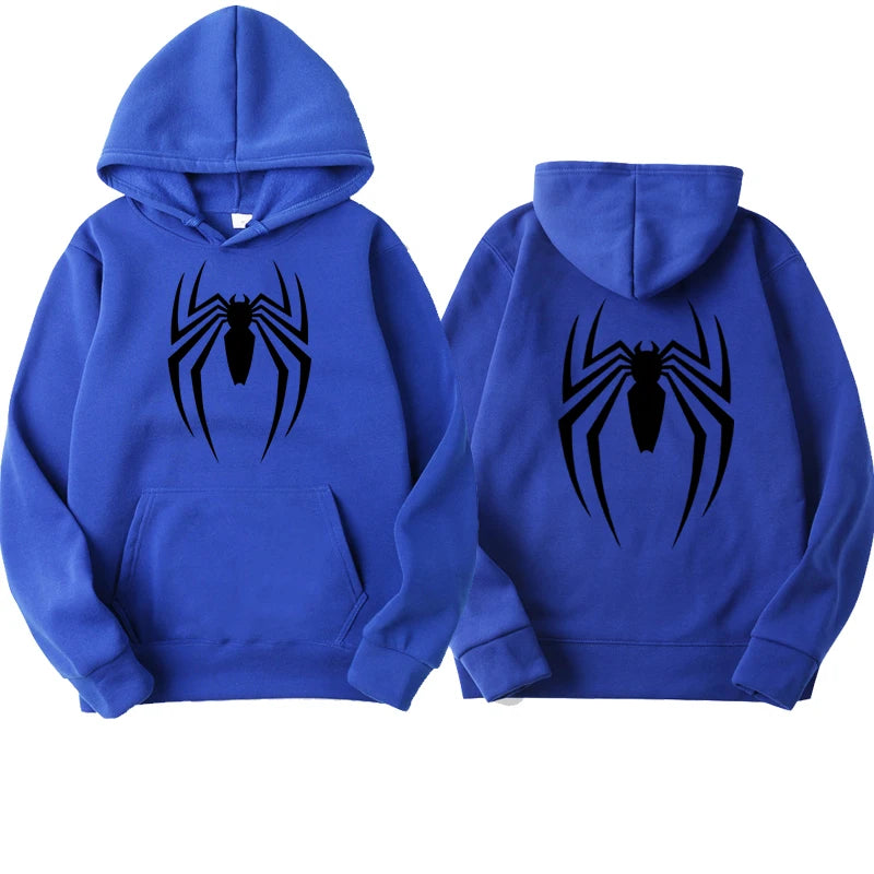 Outfits 2025 👕Men’s Hoodie with Spider Print – Street Fashion Sweatshirt, Casual Loose Fleece for Ladies & Men (2025)