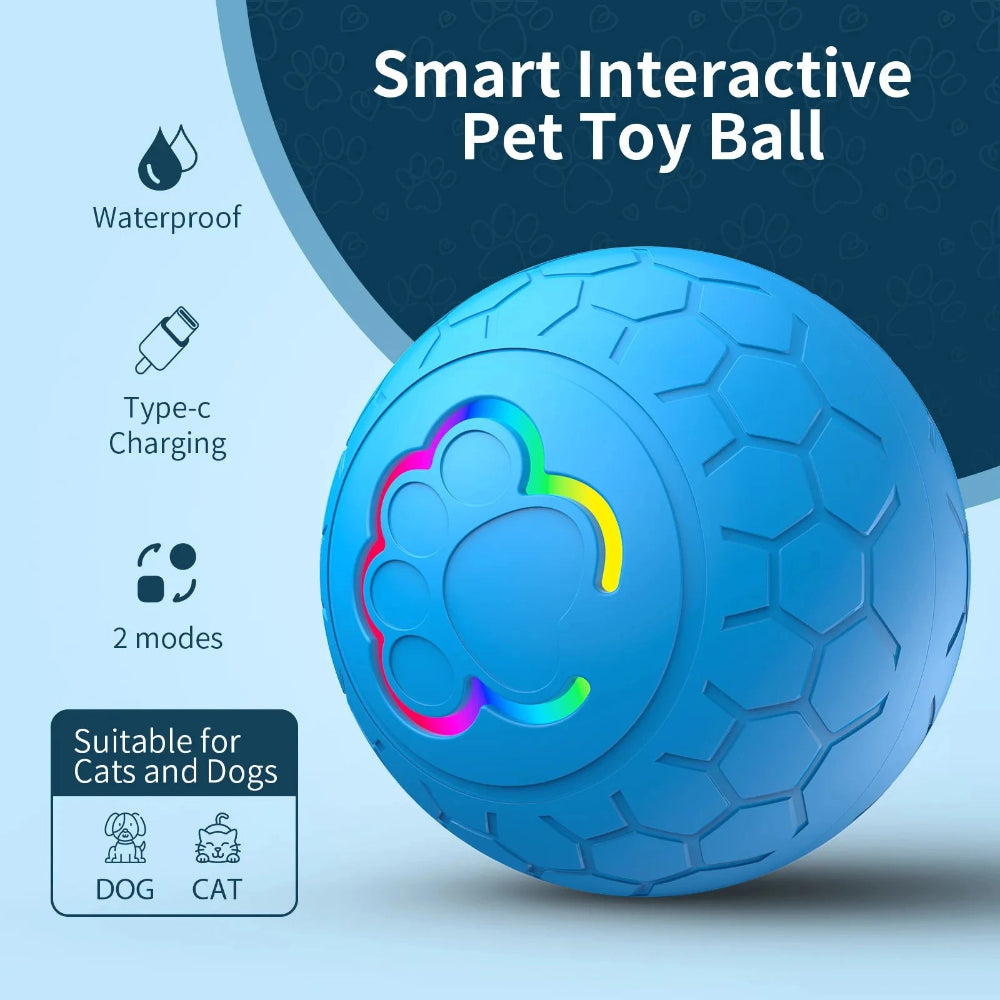 USB Smart Rolling Pet Toy Ball with RGB Lights – For Dogs & Cats