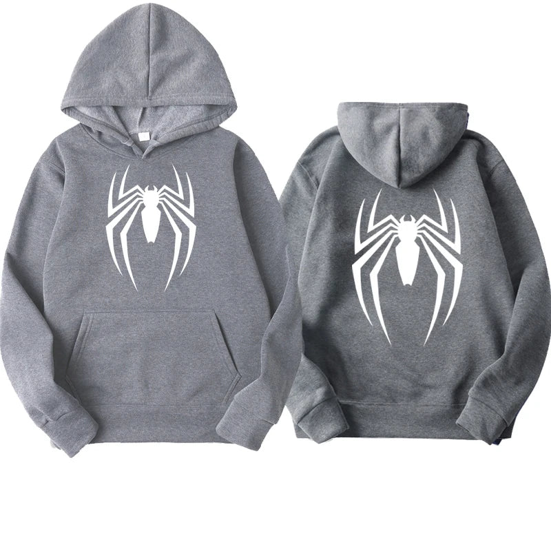 Outfits 2025 👕Men’s Hoodie with Spider Print – Street Fashion Sweatshirt, Casual Loose Fleece for Ladies & Men (2025)