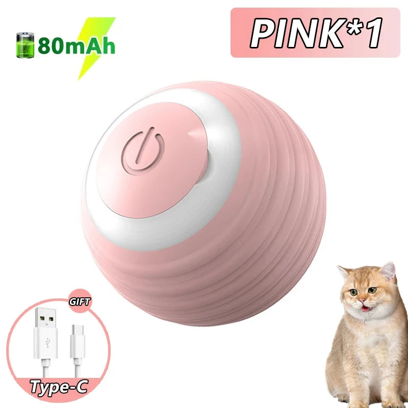 USB Smart Rolling Pet Toy Ball with RGB Lights – For Dogs & Cats